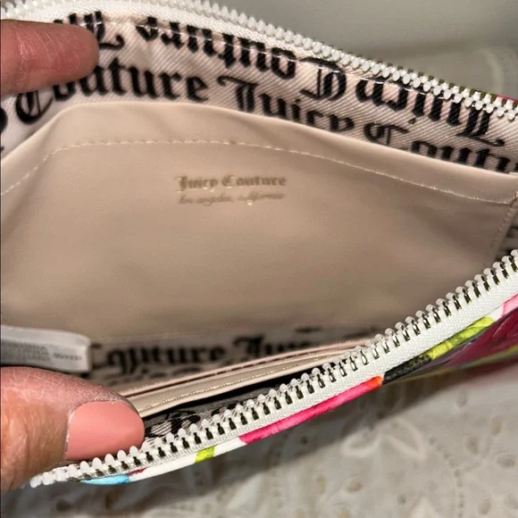 Juicy Couture Rose Print Clutch - Pink and Green - Picture 8 of 14